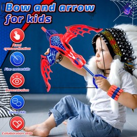 Toyokid Spider Bow and Arrow Set Kids Archery Set Kids Age 4-8 Outdoor Toys for 4 5 6 7 8 Years Old Boys Toys Age 5-10 Gifts for 4-8 Year Old Boys Spider Cool Garden Toys Easter Gifts for Kids