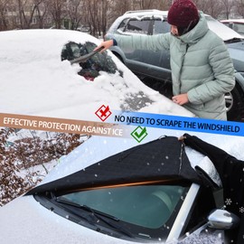 Windshield Snow Cover Fit for Fiat 500 2010-2025, Front Windshield Cover for Ice and Snow, Auto Extra Thick Windshield Ice Cover Protects Windshield from Rain, Sun, Frost