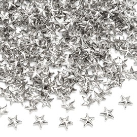 Star Studs for Clothing, 500Pcs 10mm Metal Nailhead Rivets, Punk Spikes for Leather Craft DIY Bag Shoes Belt Jacket Decorative Accessories (Silver)