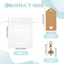 PH PandaHall 24 Sets Baum des Lebens Schlüsselanhänger Favors Taufe Party Favors Organza-Geschenk-Taschen Hochzeit Gefälligkeiten Kleine Mesh-Beutel für Jahrestag Geburtstage Gast Rückkehr