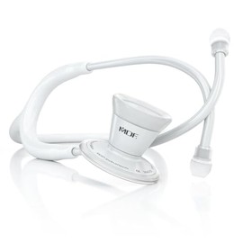MDF Instruments, ProCardial Cardiology Stethoscope, Stainless Steel, Adult, Dual Head, White Tube, White Chestpiece-Headset, MDF797WO
