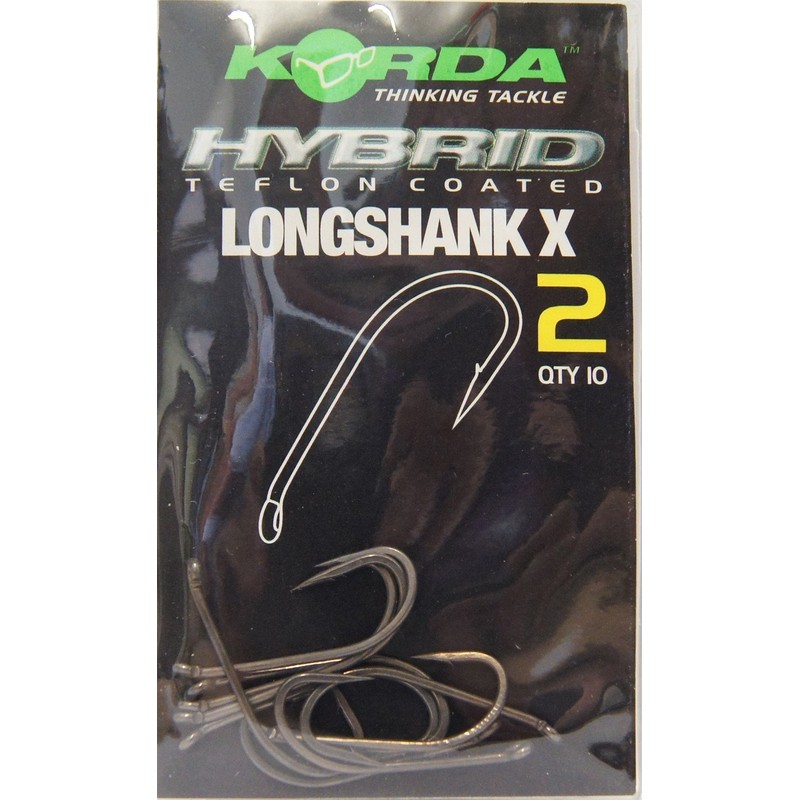 Korda Longshank X Carp Hooks, Size 10, Barbed, Long Shank
