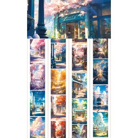 ZSALTT Landscape PET tape flower washi paper special oil girl character collage washi tape for DIY journal book (90697)