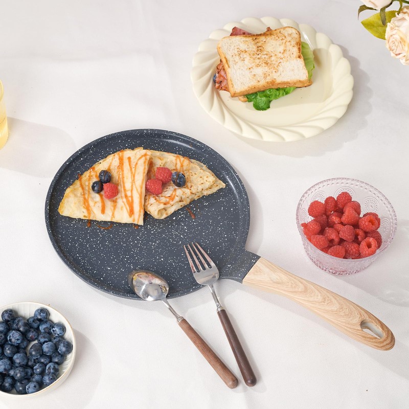 JEETEE Crepe Pan Nonstick, 9.5 Inch Comales Para Tortillas Griddle