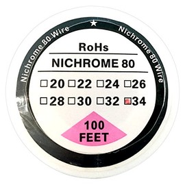 Nichrome 80 Wire Resistance Wire 100ft (30m) Spool 22-32G AWG (34G)