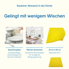 elauelue Washcloth 200 - Dish Cloths for the Kitchen for Dishwashing by Hand - Washable Dish Cloth - 21 x 20 cm - Set of 5