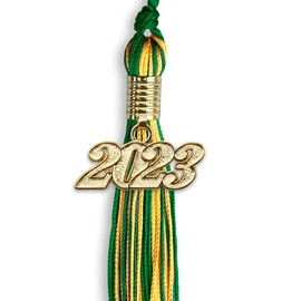 Endea Graduation Mixed Double Color Tassel with Gold Date Drop (Green/Gold, 2023)