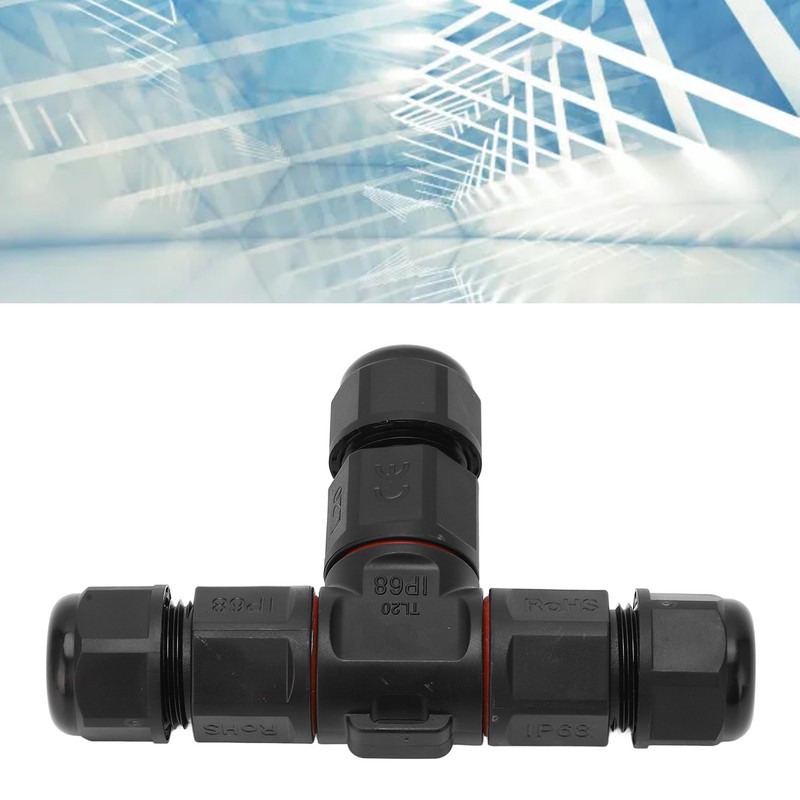 2 Pcs Tee Wire Connectors IP68 Waterproof 2 Pin 3