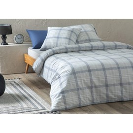ENGLISH HOME Bed Linen 135 x 200 cm, 2-Piece Grey, 1 x Duvet Cover 135 x 200 cm with 1x Pillowcase 80 x 80 cm, Bed Linen Set 135 x 200 cm with Zip, Checked
