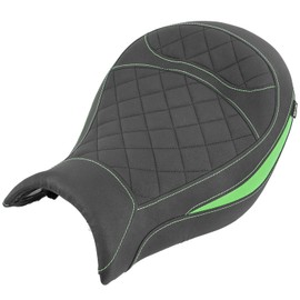 Motorcycle Leather Rider Saddle Solo Front Driver Seat Cushion Pillion Pad Compatible with Vulcan S 650 EN650 VN650 2015-2025, Green