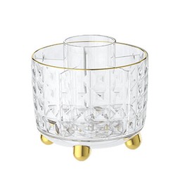 1 pcs 360 Degree Rotating Desk Organizer,Acrylic Pen Organizer with 6 Slots,Pen Holder for Desk,For Office, School, Home, Art Supply(Clear)