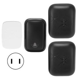 Wireless Doorbell ABS Black Self Powered 150m Range 433MHz with 2 Receivers for Home Hotel Factory AC