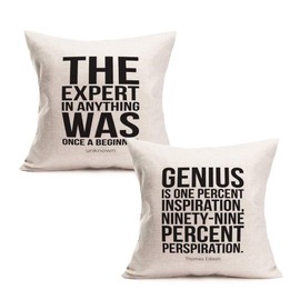 Fukeen Cartoon Animal Dog Pattern Set 2 Throw Pillow Cases Adorable Puppy Home Sofa Decorations Cushion Covers Cotton Linen Square 18x18 Pillowcase, Cotton Linen, Genius Quotes, 18"x18"