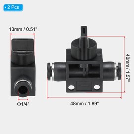 PATIKIL 1/4" Pneumatic Ball Valve, 2 Pack 1/4" OD Push to Connect Tube Fittings Ball Valve Union Straight Air Flow Control Valve for Air Hydraulic, Black Silver