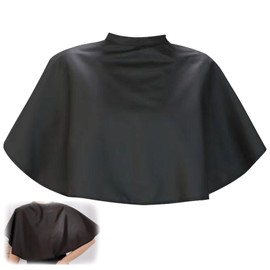 FineGood Shampoo Cape Self-Cutting Cape Shampoo Cape Beauty Salon Barber Hair Cape Home Hair Cutting Adult Unisex Adjustable Folding Waterproof Anti-Static Hairdressing Tool, Black