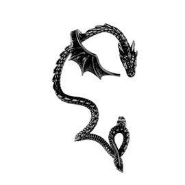 AccGin Gothic Dragon Ear Cuff 1pcs Retro Silver Punk Hip Hop Stainless Steel Snake Dragon Cuff Earring Cartilage Climber Ear Wrap Ear Earrings Stud Wrap Snake Dragon Earrings for Women or Men