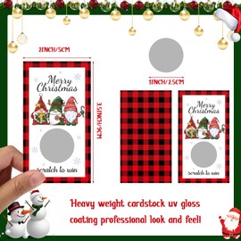 50 Pieces Christmas Scratch Off Cards Stickers Christmas Party Games Vouchers Festive Raffle Tickets Holiday Business Prize Drawings for Kids Adults Families Events Groups (Plaid)