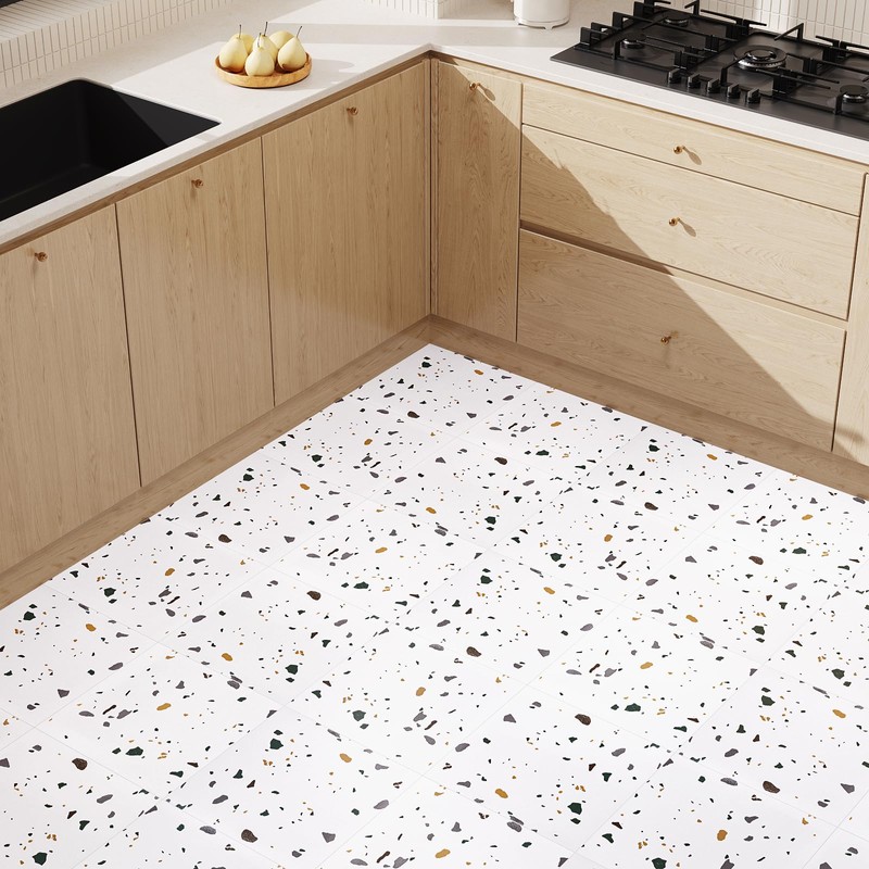 VaryPaper 12"x12" 10 Pack White Terrazzo Peel and Stick Floor