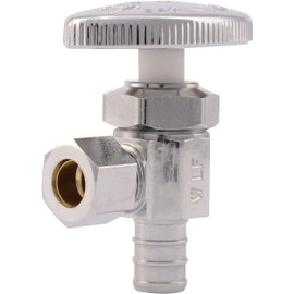 SharkBite 1/2 x 3/8 Inch OD Compression Crimp Angle Stop Valve, Multi Turn, Brass Plumbing Fitting, PEX Pipe, PE-RT, 23060LF