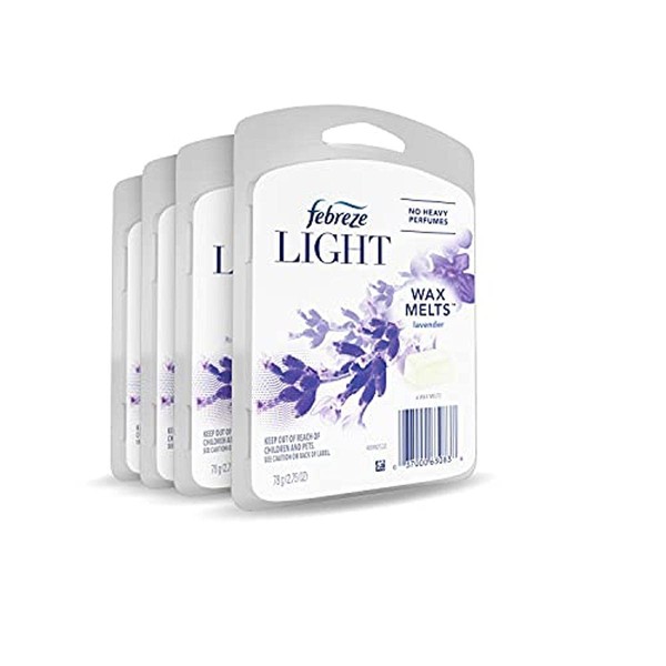 Febreze Light Wax Melts, Air Freshener and Odor Eliminator, Lavender, 6 Count, Pack of 4
