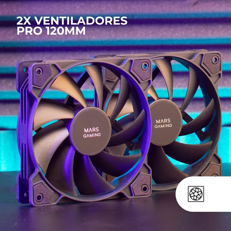 Mars Gaming MF-PROX2 Black, Kit 2 120 mm Fan, Anti-Vibration
