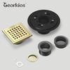 Georkios Brushed Gold 6 Inch Square Floor Drain, SUS304 Stainless