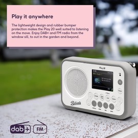 Roberts PLAY20 Compact and Portable DAB/DAB+/FM Digital Radio, Rubber-Protected, Full Colour Screen, White