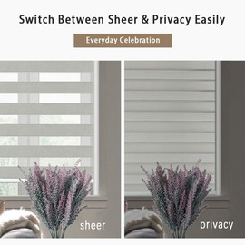 Everyday Celebration Cordless Zebra Shades, Free-Stop Light Filtering Zebra Roller Blinds for Bedroom/Living Room/Office (34" W x 72" L, Silver Grey)