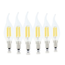 Lamsky E14 LED Bulb European Base 4000K Neutral White 4W,40W Equivalent LED Chandelier Light Bulbs Dimmable 110V,Flame Tip Candelabra LED Bulbs,6 Pack