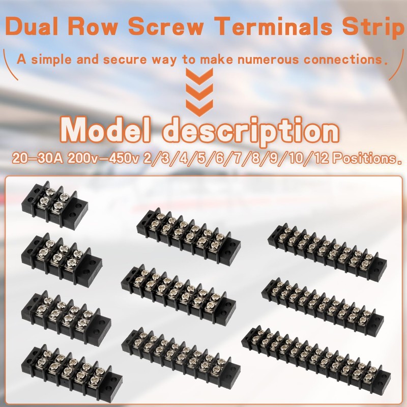 JAMHER 10 Circuits 10 Positions Terminal Block 20-30A 200-450V Dual