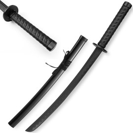 Seenelling Polypropylene Katana Sword with ABS Sheath Japanese Training Samurai Sword Katana Training Martial Practice Blunt Longsword for Men Women Cosplay Full Length(Black,31.5 Inch)