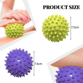 Set of 2 Massage Balls, Massage Ball with Nubs, Spiked Ball, Hedgehog Ball, Massage, Trigger Point Gymnastics Ball, for Massaging Hands, Legs, Shoulders, Buttocks and Foot Muscles (Green/Purple 7.5