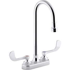 Kohler K-400T70-5AKL-CP Triton Bowe 1.0 Gpm Centerset Bathroom Sink Faucet With Laminar Flow Gooseneck Spout And Wristblade Handles, Polished Chrome
