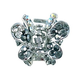 Sparkly Crystal Small Butterfly Hair Claw Clip ~ Gunmetal Grey Metallic