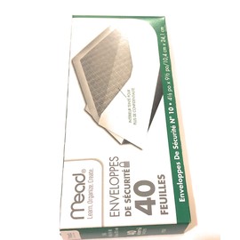 Mead #10 envelopes, security, 4 1/8 in x 9 1/2 40/box