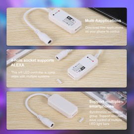NIZEAMI RGB Led Light Strip Voice Control Work with & Home, WiFi Wireless Smart Controller with Free App Via iOS Or Android