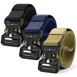 DOOPAI Tactical Belt 1.5 Inch Heavy Duty Belt, 3 Pack Nylon Military Belt buckle with Quick-Release Metal Buckle