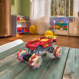 Remote Control Dinosaur Car, 4WD Rotation RC Stunt Car with Lights and Music, 2.4Ghz All Terrain RC Twist Cars Off Road Monster Truck for Kids Boys Girls