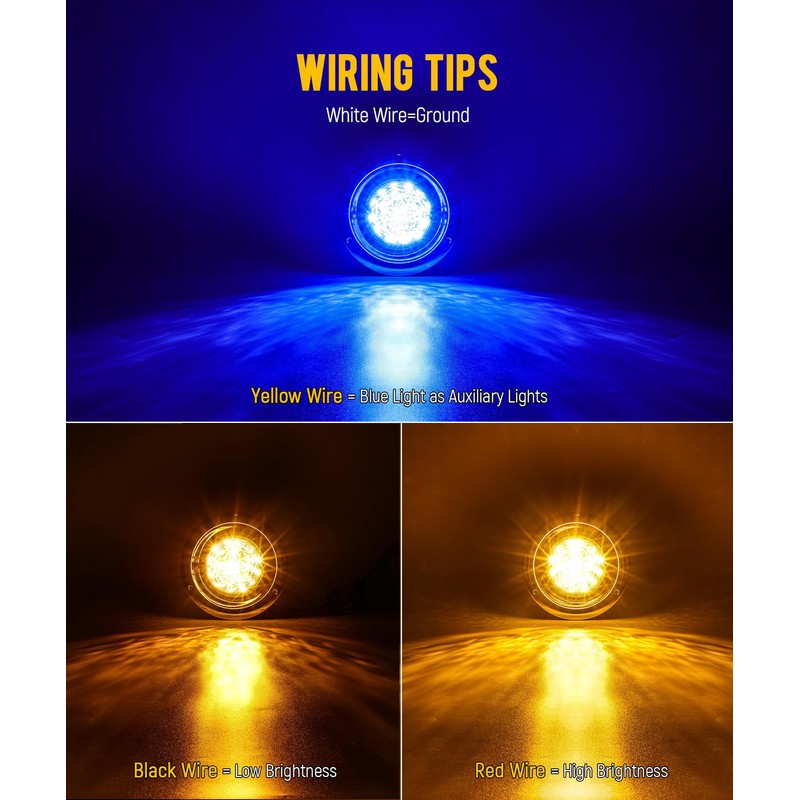 Partsam 2Pcs Watermelon Lights Dual Color Amber Blue LED Marker
