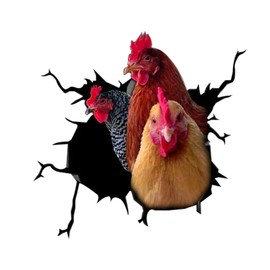 KedAiKJ 3D Chicken Decals Sticker Funny Animal Window Car Sticker Poultry Crack Car Decals Rear Window Stickers for Wall Car Glass Bumper Refrigerator Laptop etc (10 * 10inch)