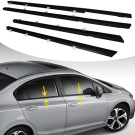 SEBLAFF 4PCS Weatherstrip Window Moulding Trim Seal Belt Replacement for Civic 2012-2015 Sedan Black