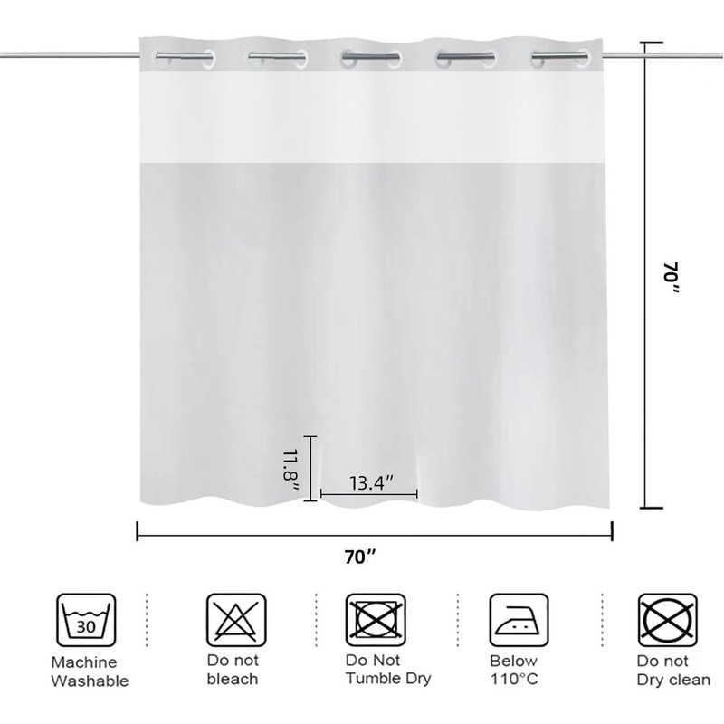 Split Shower Curtain for Bath Transfer Benches, Polyester Fabric See