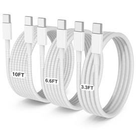 Paquete de 3 cables grises [1 m + 2 m + 3 m] 60 W USB C a USB C, cable de carga rápida tipo C para iPhone Air 17 16e 16 15 Pro Plus Pro Max, para Gala