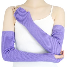 YATANAM Wool Blended Wrist Warmers Warm Fingerless Gloves Knit Soft Arm Warmers Sleeves Typing Mittens for Women (A-purple, 19.7''/50cm)