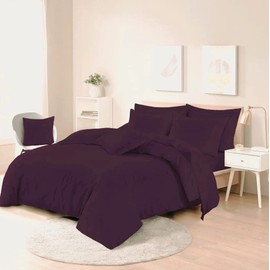 PARADISE STAR Duvet Quilt Cover Bedding Set With Matching Pillow Case Easy Care Poly Cotton PLUM SINGLE
