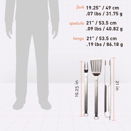 Solo Stove Heavy Duty Grill Tools 304 Stainless Steel BBQ Set Includes Spatula Tongs and Meat Fork Great Accessories for Outdoor Barbecue Grills Flip Spear and Turn Includes Heavy Duty Carry Case