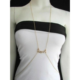 Unbranded Women Gold Trendy Body Chain LOVE Pendant Casual Jewelry Long Trendy Necklace
