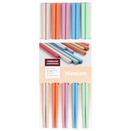 HuaLan Colorful Fiberglass Chopsticks, Dishwasher Safe Chopstick, Reusable Non-slip Chop Sticks, 9 1/2 Inches, 5 Pairs