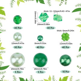 SOFPLATE 190Pcs 8 Styles St. Patrick's Day Vase Filler Green Acrylic Pearls Shamrocks Ornament Lucky Floating Vase Decor Fillers for Centerpiece Table Decorations Ireland Festival Party Home Decors
