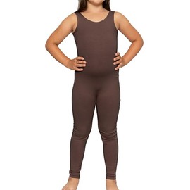 STRETCH IS COMFORT Girl's Cotton Unitard Brown Large